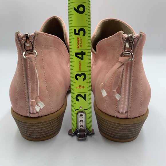 Ladies pink slip on ankle boots with zippered back and western toe - Picture 10 of 10